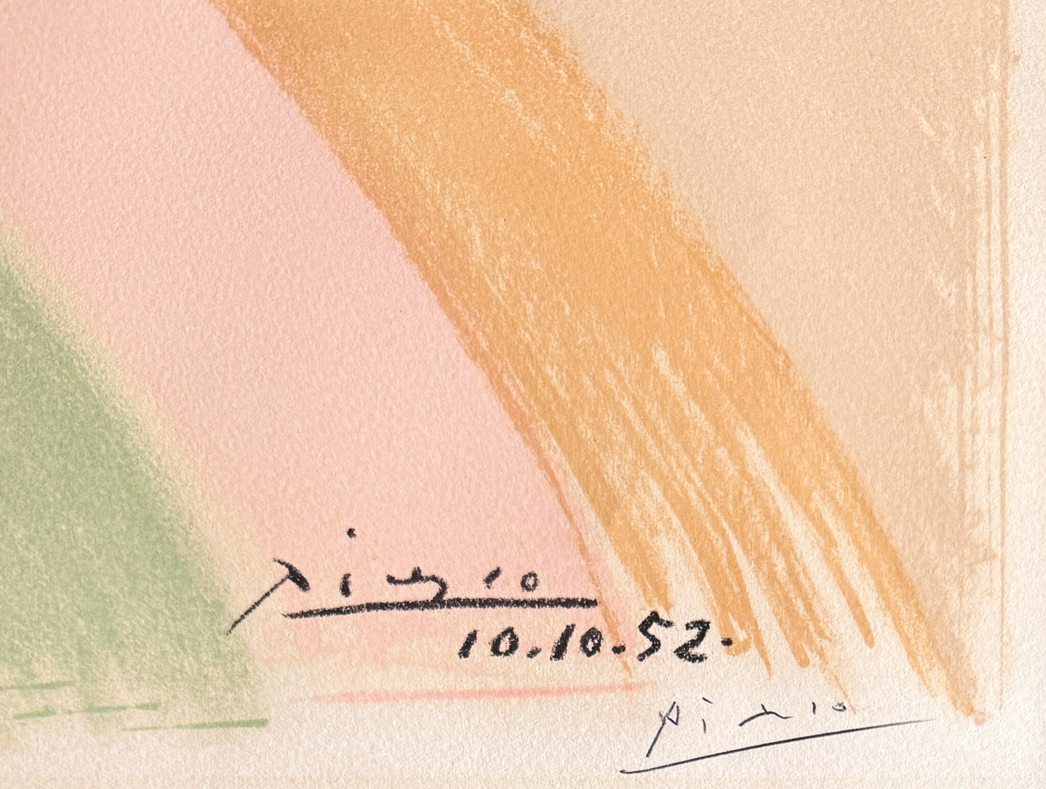 Colombe volant (à l’Arc-en-ciel) — pencil signature below the printed signature and date